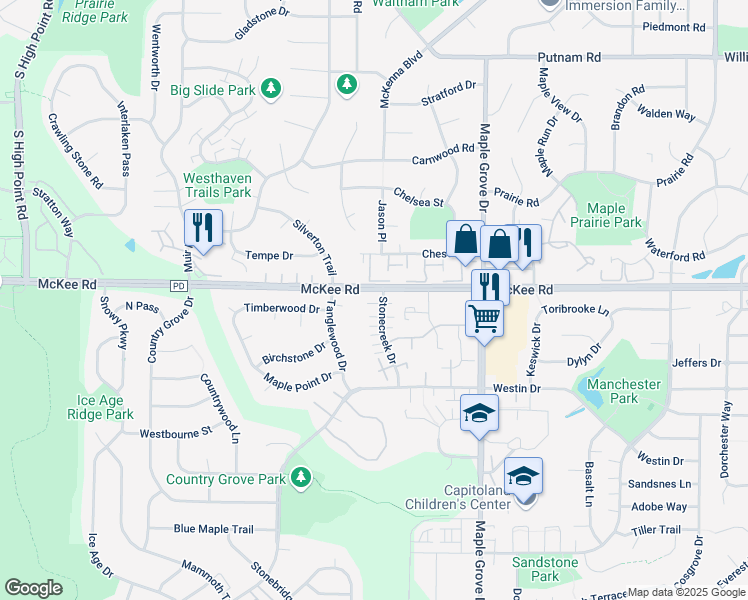 map of restaurants, bars, coffee shops, grocery stores, and more near 3202 Stonecreek Drive in Madison