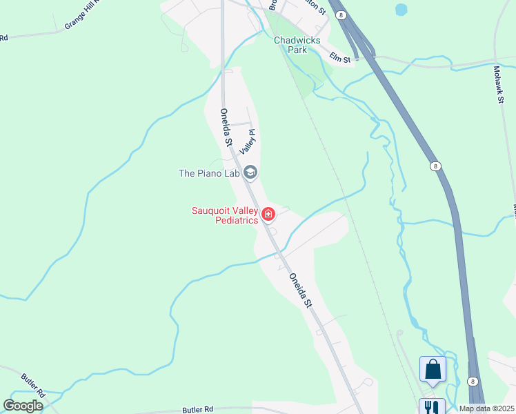 map of restaurants, bars, coffee shops, grocery stores, and more near 3148 Oneida Street in Sauquoit