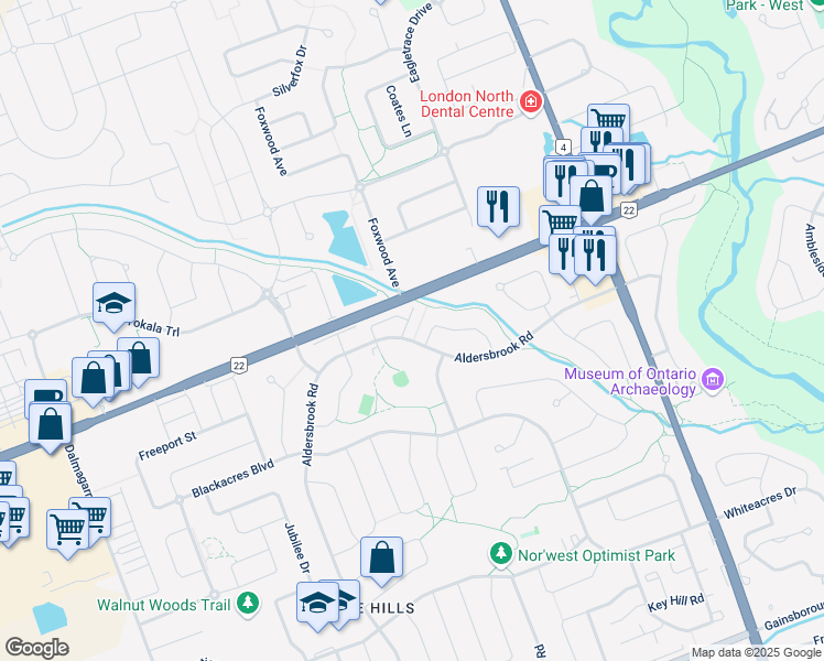 map of restaurants, bars, coffee shops, grocery stores, and more near 1855 Aldersbrook Road in London