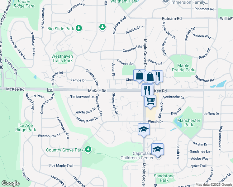 map of restaurants, bars, coffee shops, grocery stores, and more near 3202 Stonecreek Drive in Madison