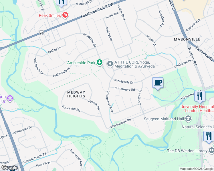 map of restaurants, bars, coffee shops, grocery stores, and more near 453 Grangeover Avenue in London