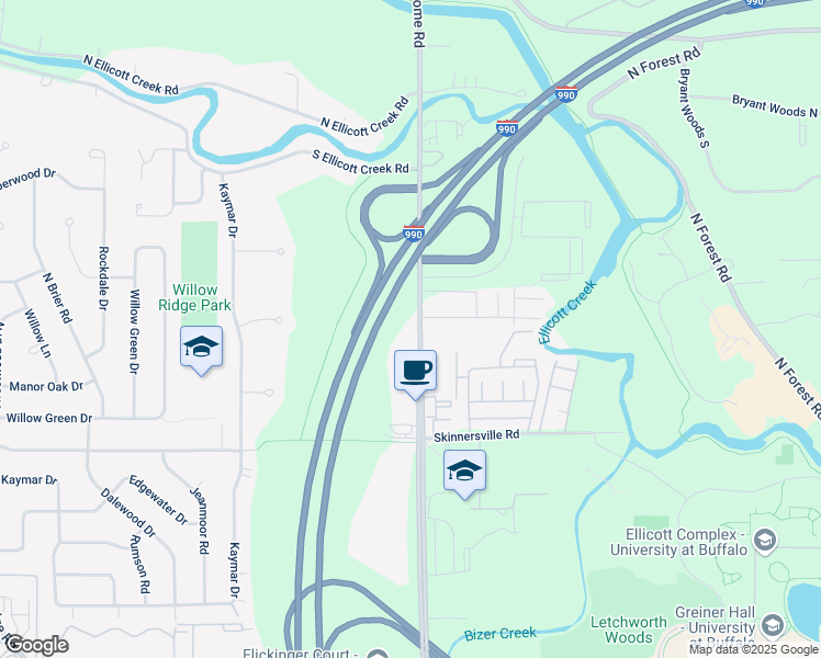 map of restaurants, bars, coffee shops, grocery stores, and more near 2038 Sweet Home Road in Buffalo