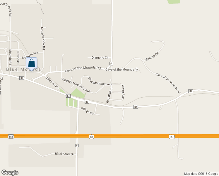 map of restaurants, bars, coffee shops, grocery stores, and more near 10831 Blue Mountain Avenue in Blue Mounds