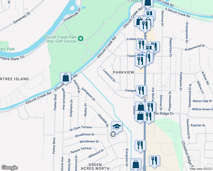 map of restaurants, bars, coffee shops, grocery stores, and more near 343 Forbes Avenue in Tonawanda