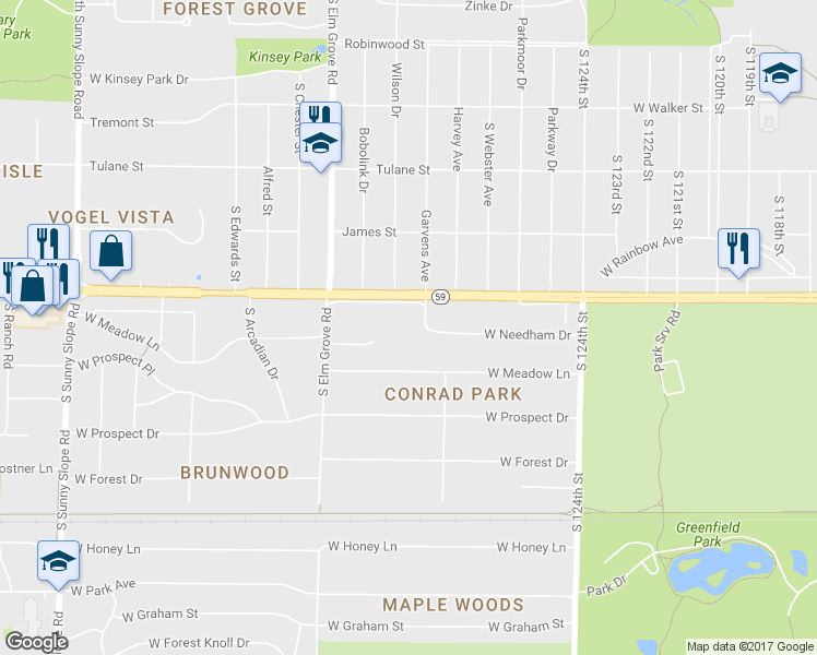map of restaurants, bars, coffee shops, grocery stores, and more near 12915 West Needham Drive in New Berlin