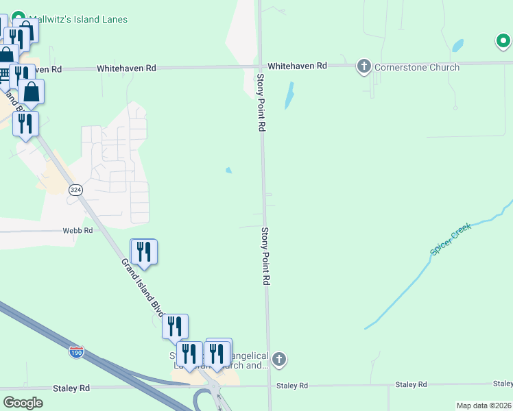 map of restaurants, bars, coffee shops, grocery stores, and more near 1968 Stony Point Road in Grand Island