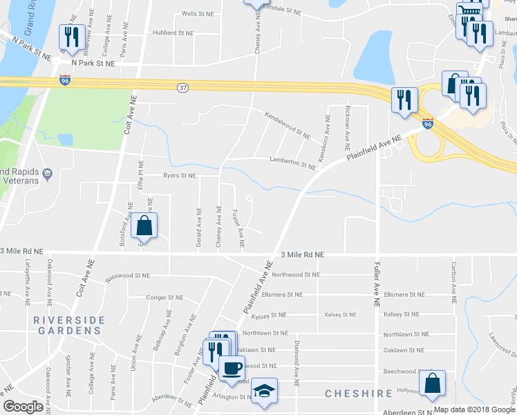 map of restaurants, bars, coffee shops, grocery stores, and more near 2914 Remy Court Northeast in Grand Rapids