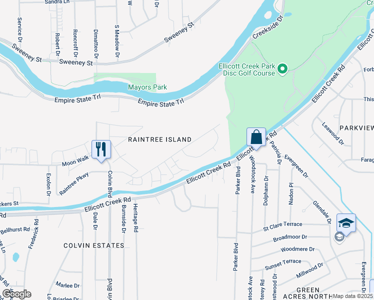 map of restaurants, bars, coffee shops, grocery stores, and more near 8 Lorna Lane in Tonawanda