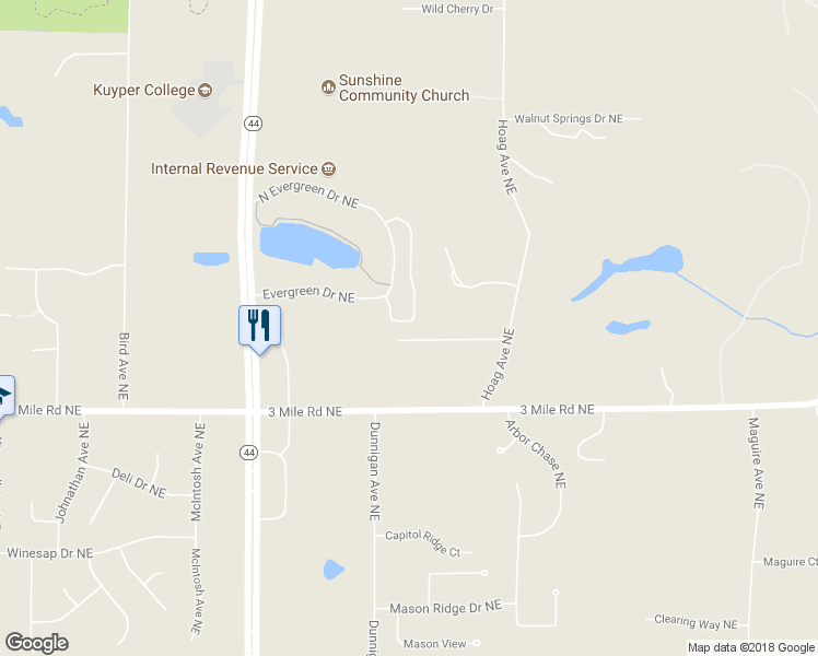 map of restaurants, bars, coffee shops, grocery stores, and more near 3037 Woodridge Circle Northeast in Grand Rapids