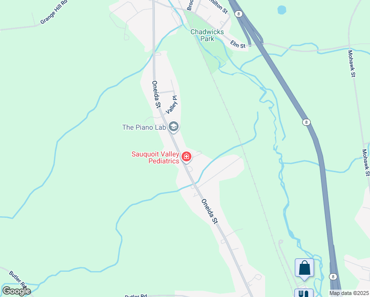 map of restaurants, bars, coffee shops, grocery stores, and more near 3148 Oneida Street in Oneida County