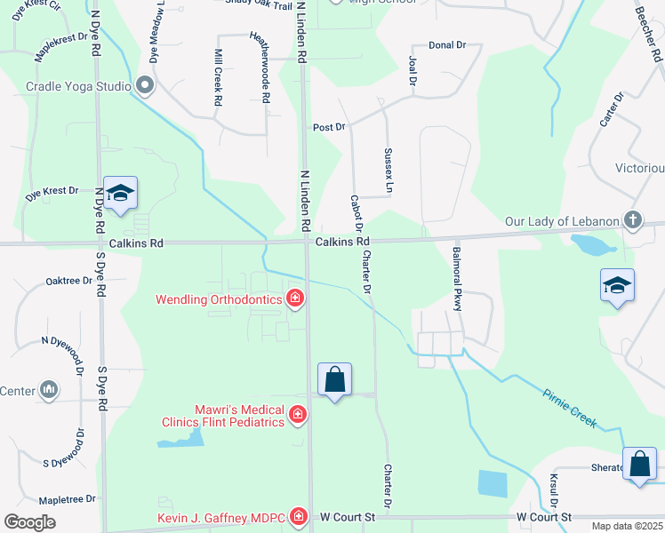 map of restaurants, bars, coffee shops, grocery stores, and more near 4495 Calkins Road in Genesee County
