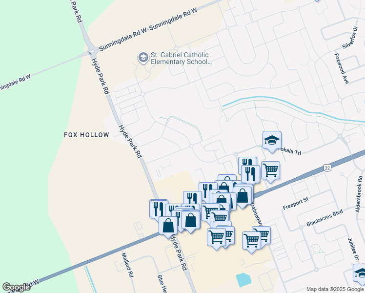 map of restaurants, bars, coffee shops, grocery stores, and more near in London