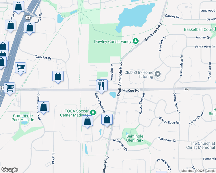 map of restaurants, bars, coffee shops, grocery stores, and more near 6085 Viroqua Drive in Fitchburg