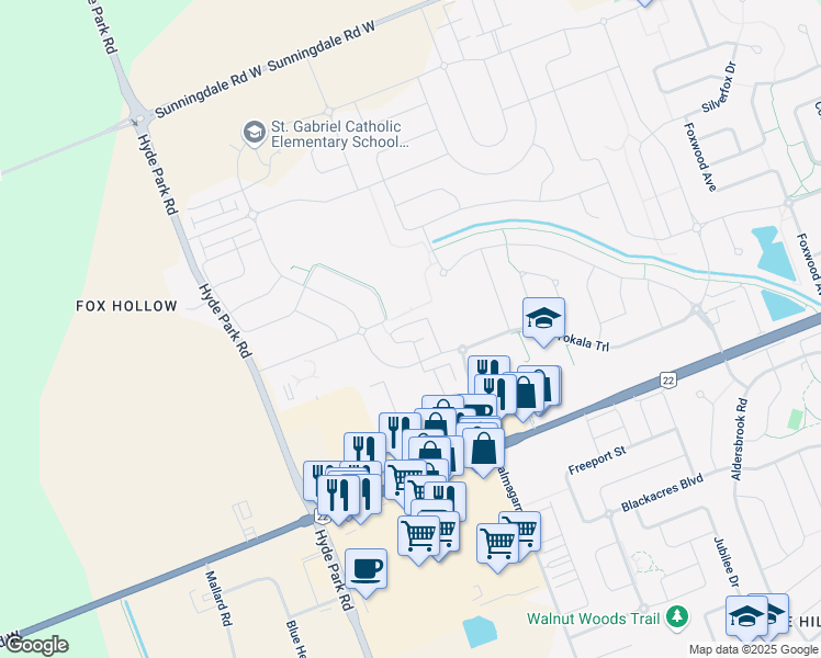 map of restaurants, bars, coffee shops, grocery stores, and more near 2910 Tokala Trail in London