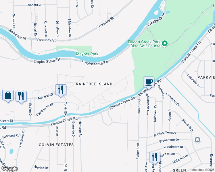map of restaurants, bars, coffee shops, grocery stores, and more near 8 Lorna Lane in Tonawanda