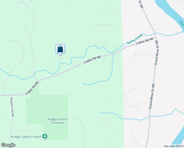 map of restaurants, bars, coffee shops, grocery stores, and more near 4520 3 Mile Road Northeast in Grand Rapids