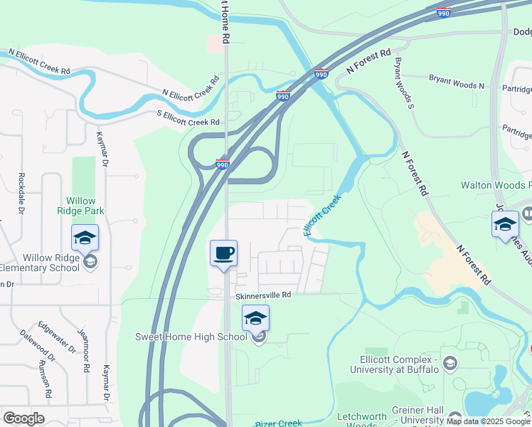 map of restaurants, bars, coffee shops, grocery stores, and more near 7 Bristol Court in Buffalo
