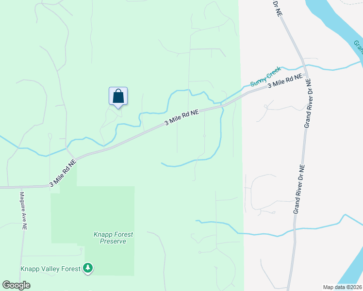 map of restaurants, bars, coffee shops, grocery stores, and more near 4520 3 Mile Road Northeast in Grand Rapids
