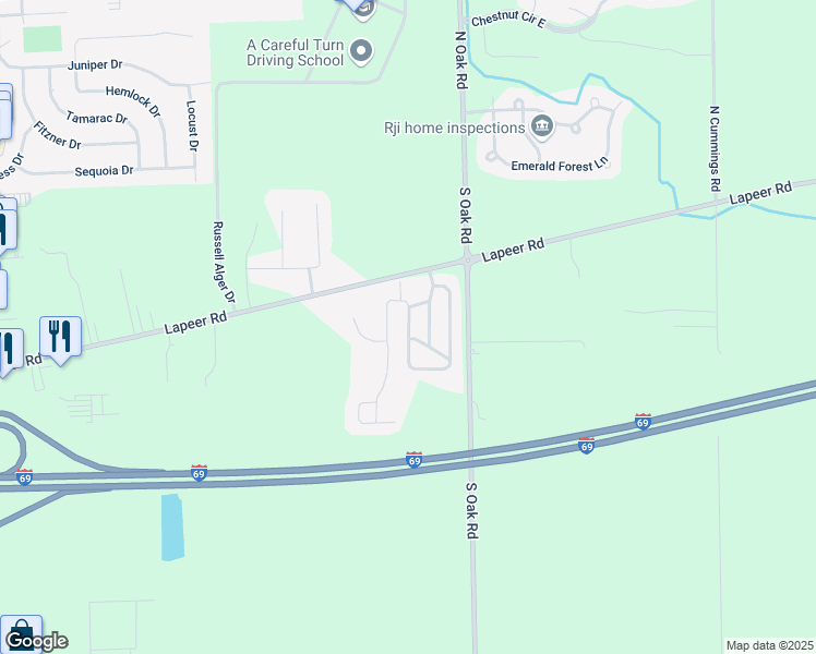 map of restaurants, bars, coffee shops, grocery stores, and more near 85 Cherryhill Drive in Davison