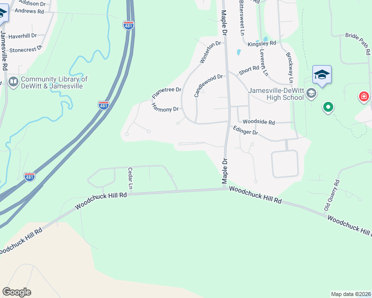 map of restaurants, bars, coffee shops, grocery stores, and more near 15 Bovington Ln in Fayetteville