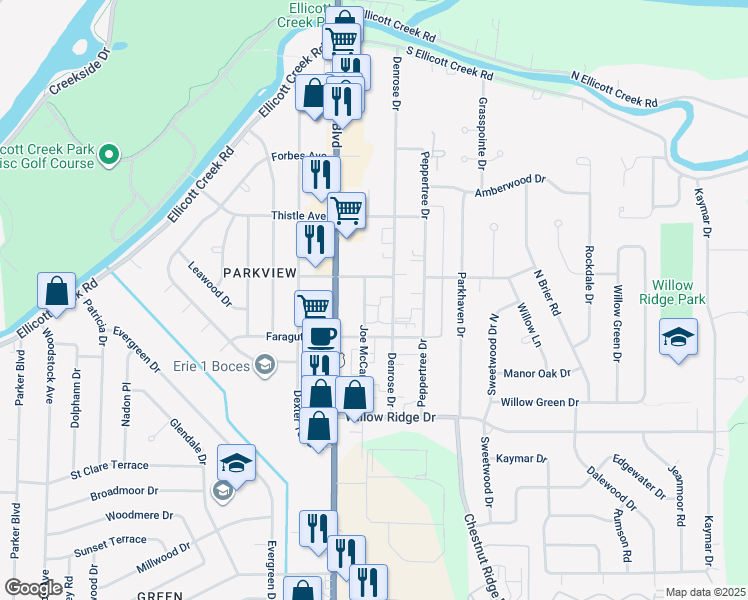 map of restaurants, bars, coffee shops, grocery stores, and more near 324-338 Joe McCarthy Drive in Buffalo