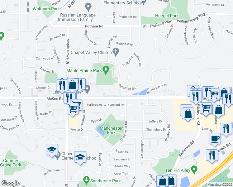 map of restaurants, bars, coffee shops, grocery stores, and more near 6310 Hartford Drive in Madison