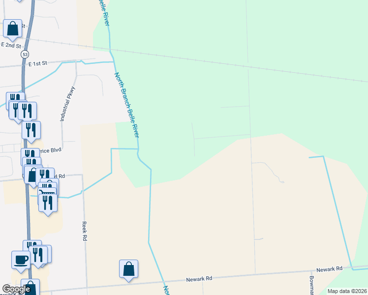 map of restaurants, bars, coffee shops, grocery stores, and more near 472 Reynolds Drive in Imlay City
