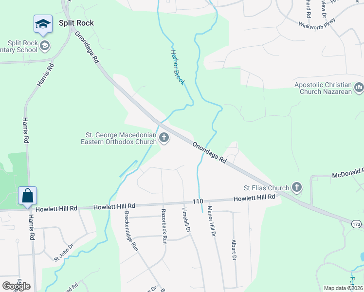 map of restaurants, bars, coffee shops, grocery stores, and more near 5072 Onondaga Road in Syracuse