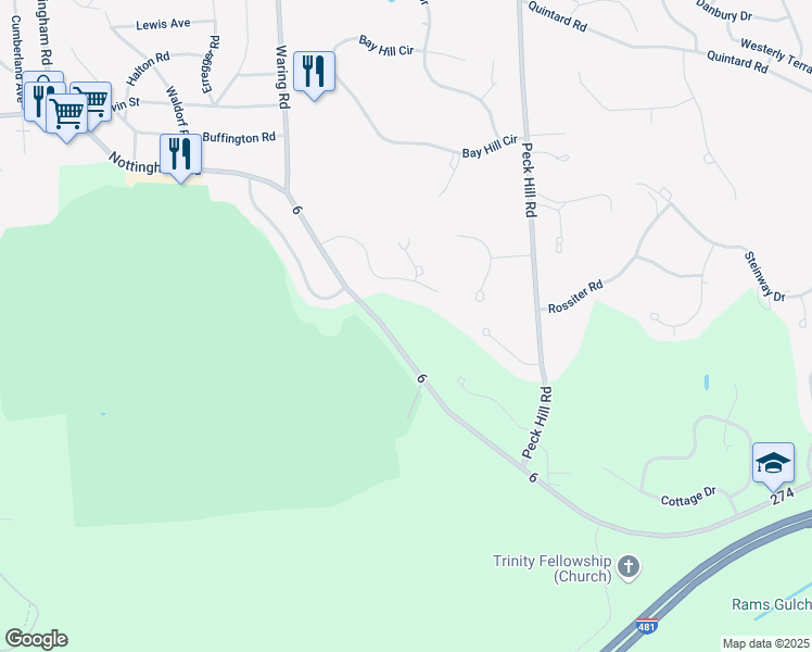 map of restaurants, bars, coffee shops, grocery stores, and more near 6018 Westcliffe Road in Jamesville