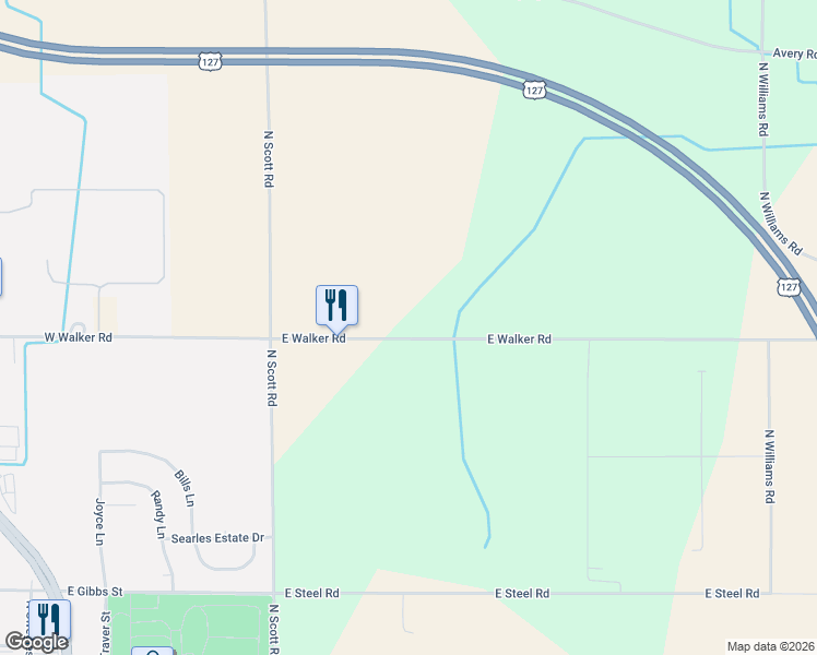 map of restaurants, bars, coffee shops, grocery stores, and more near 1281 East Walker Road in Saint Johns