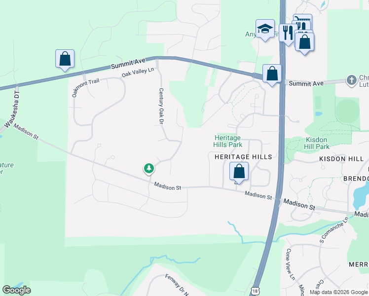 map of restaurants, bars, coffee shops, grocery stores, and more near in Waukesha