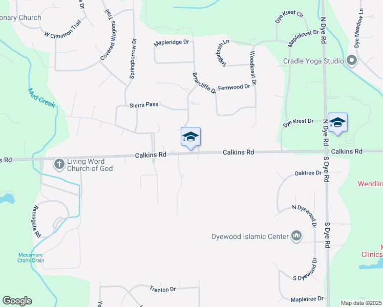 map of restaurants, bars, coffee shops, grocery stores, and more near in Flint