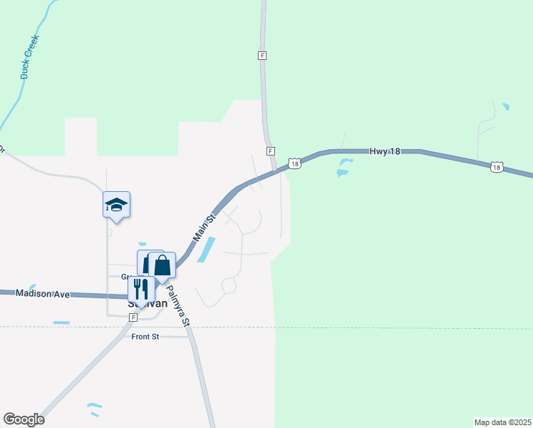 map of restaurants, bars, coffee shops, grocery stores, and more near 540 Partridge Court in Sullivan