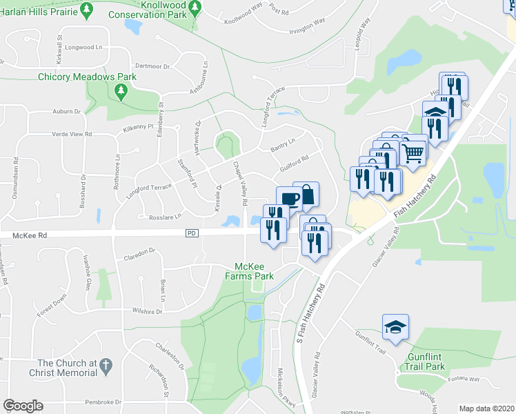map of restaurants, bars, coffee shops, grocery stores, and more near 2970 Chapel Valley Road in Madison