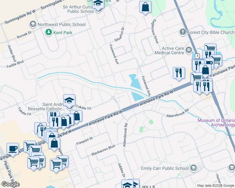 map of restaurants, bars, coffee shops, grocery stores, and more near in London