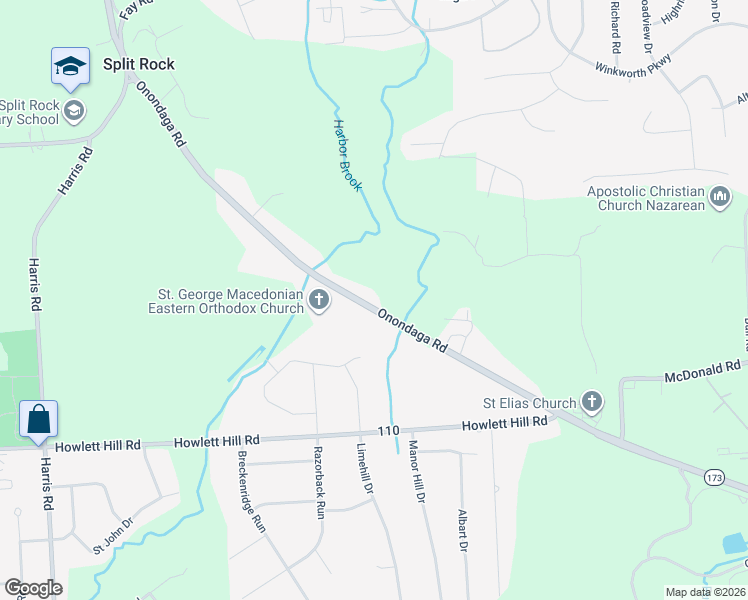 map of restaurants, bars, coffee shops, grocery stores, and more near 5072 Onondaga Road in Syracuse