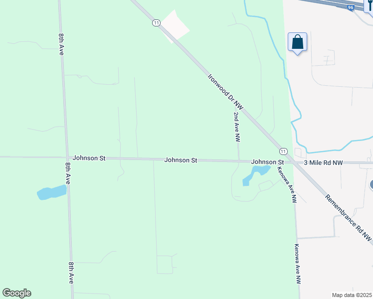map of restaurants, bars, coffee shops, grocery stores, and more near 381 Johnson Street in Grand Rapids
