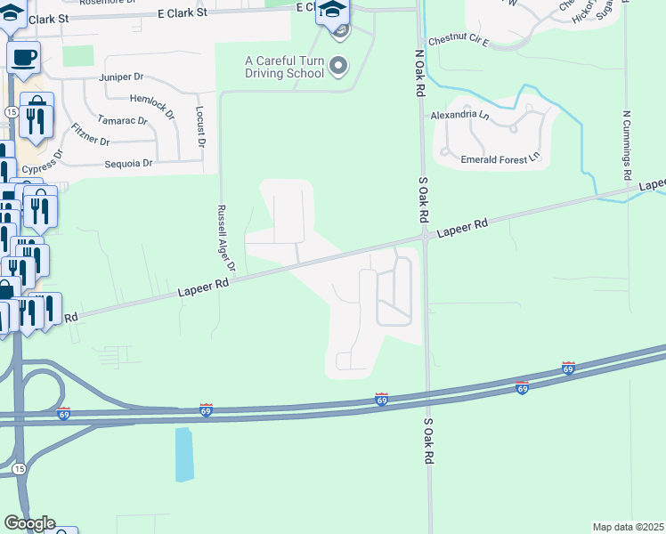 map of restaurants, bars, coffee shops, grocery stores, and more near 10410 Lapeer Road in Davison