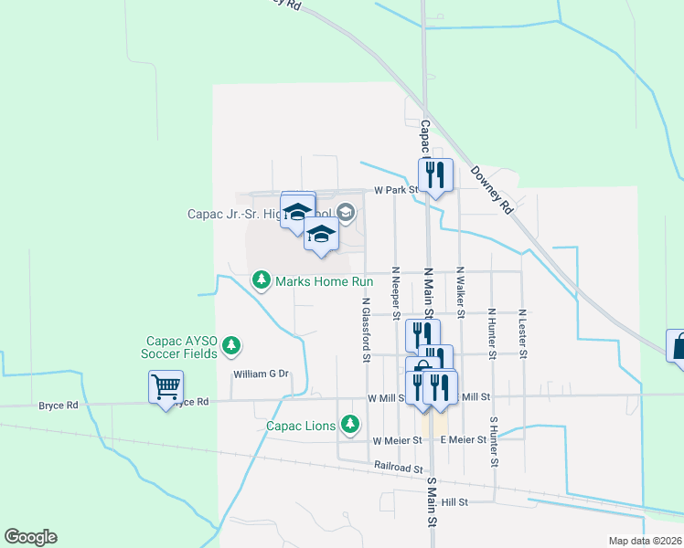 map of restaurants, bars, coffee shops, grocery stores, and more near 319 West Kempf Court in Capac