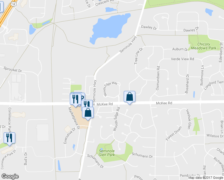 map of restaurants, bars, coffee shops, grocery stores, and more near 3028 Woods Edge Way in Fitchburg