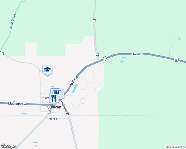 map of restaurants, bars, coffee shops, grocery stores, and more near 540 Partridge Ct in Sullivan
