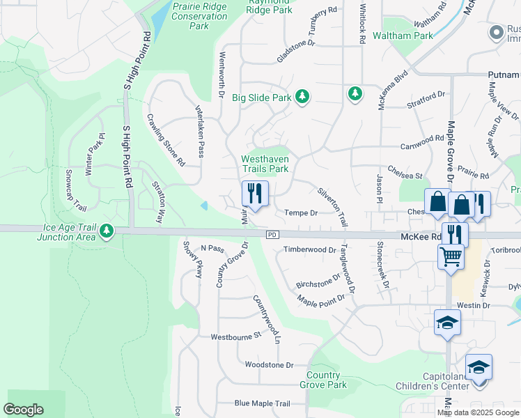 map of restaurants, bars, coffee shops, grocery stores, and more near 3145 Muir Field Road in Madison