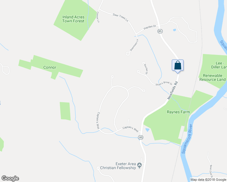 map of restaurants, bars, coffee shops, grocery stores, and more near 13 Captain's Way in Exeter