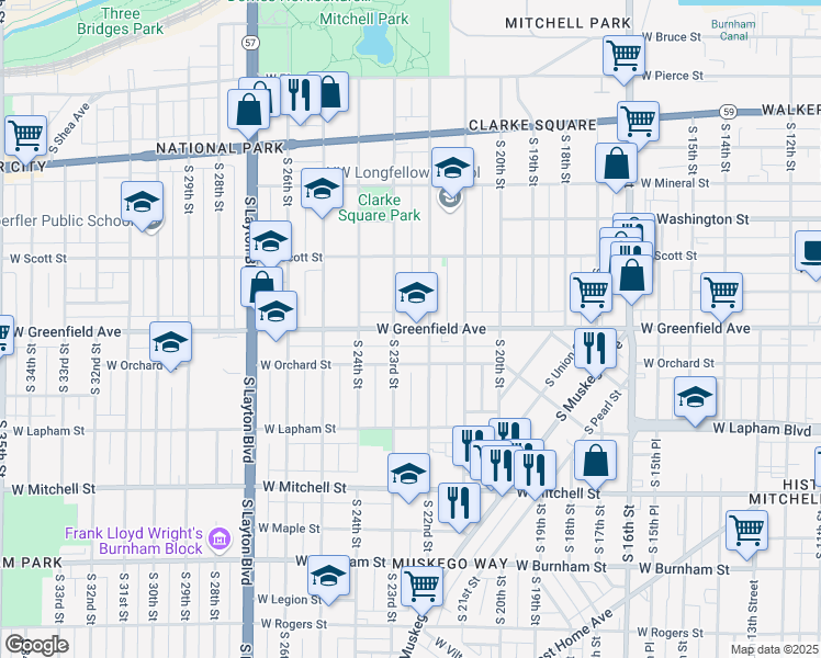 map of restaurants, bars, coffee shops, grocery stores, and more near in Milwaukee