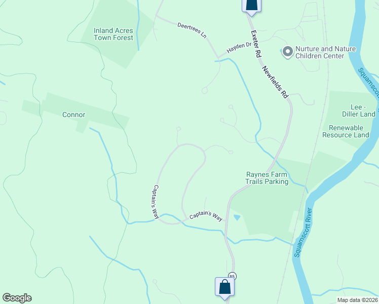 map of restaurants, bars, coffee shops, grocery stores, and more near 9 Captain's Way in Exeter