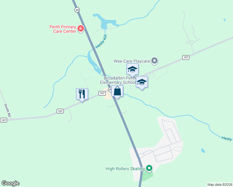 map of restaurants, bars, coffee shops, grocery stores, and more near 4193 New York 30 in Amsterdam