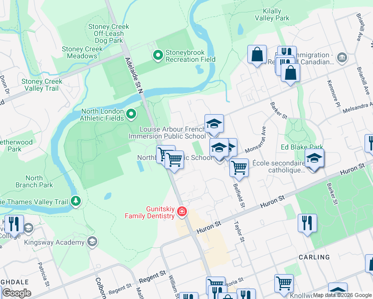 map of restaurants, bars, coffee shops, grocery stores, and more near 645 Kipps Lane in London