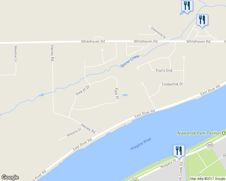 map of restaurants, bars, coffee shops, grocery stores, and more near 303 Park Place in Grand Island