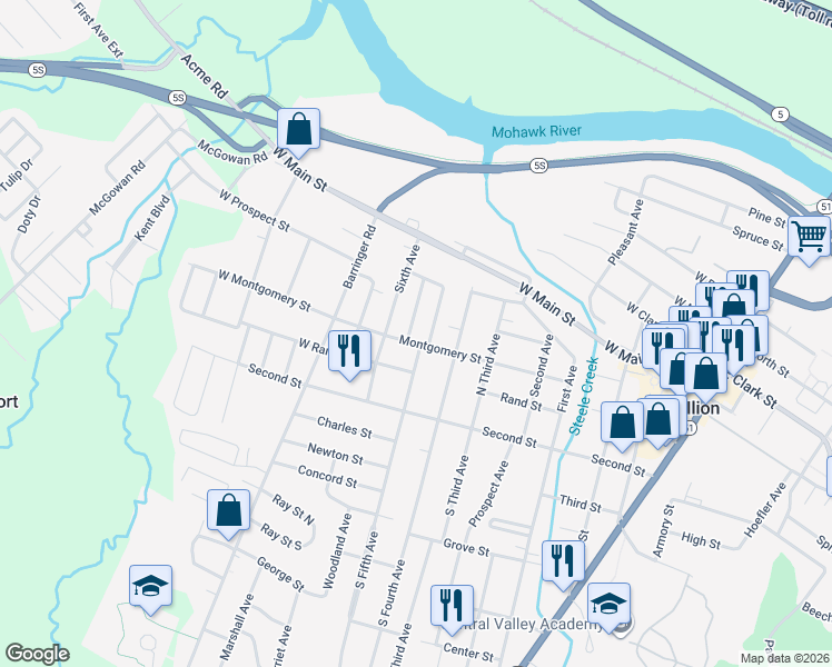 map of restaurants, bars, coffee shops, grocery stores, and more near 4 Tucker Avenue in Ilion