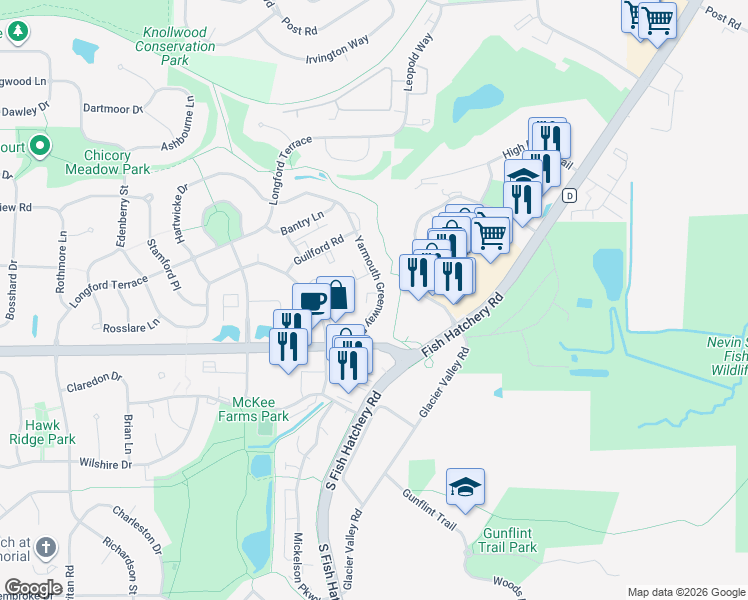 map of restaurants, bars, coffee shops, grocery stores, and more near 2981 Yarmouth Greenway Dr in Fitchburg